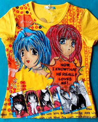 T-shirt MANGA con GLITTER Tg. M (Media) NUOVA!