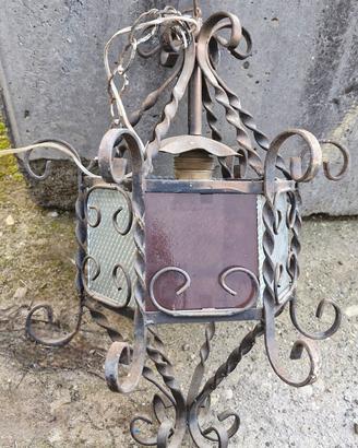 Lampadario lanterna ferro battuto
