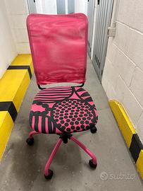 Sedia ikea rosa con ruote