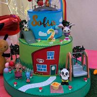 Torta scenografica realizzata a mano tema Bing