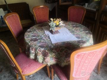 Tavolo rotondo in legno allungabile + 6 sedie