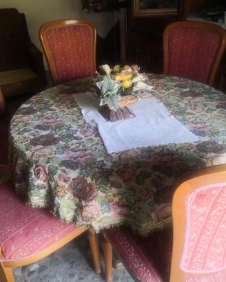 Tavolo rotondo in legno allungabile + 6 sedie