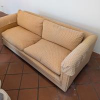Divano vintage legno e piuma 3 posti