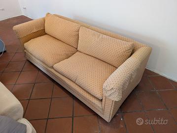 Divano vintage legno e piuma 3 posti