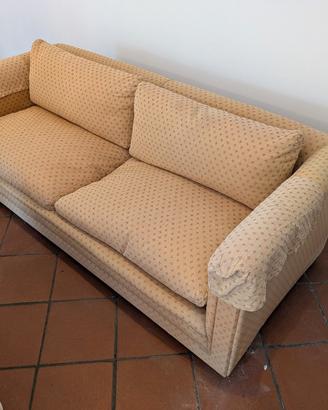 Divano vintage legno e piuma 3 posti