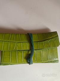 porta tabacco in vero coccodrillo verde 
