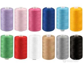 12 bobine di filo da cucito in poliestere per macc