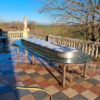 Tavolo in cristallo + porta vivande elettrico