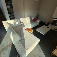 Divano in pelle Natuzzi – angolare colore crema