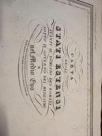 Carta Stati Estensi Medio Evo 1844 acquaforte