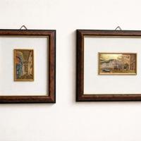 Coppia di quadri vintage con cornice in legno