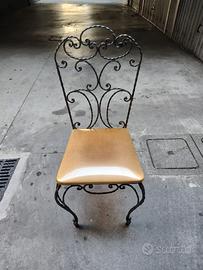 Sedia vintage in ferro battuto e ottone bronzato