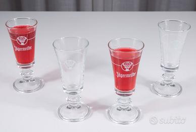 4 bicchierini Jägermeister vintage con stelo
