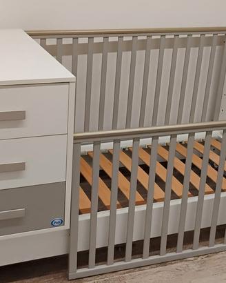 lettino pali bambini doppia taglia con cassettiera