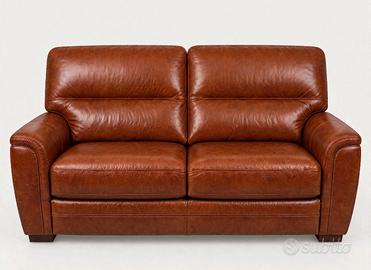 Coppia divani vera pelle Bufalo cognac