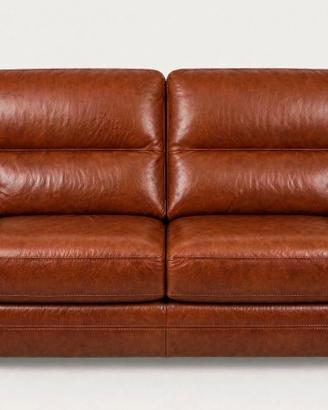 Coppia divani vera pelle Bufalo cognac