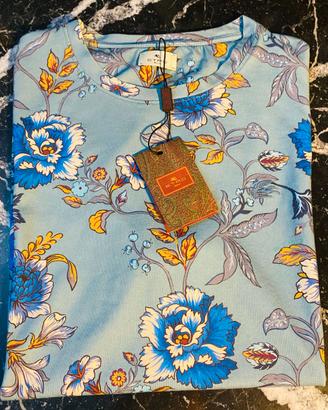 ETRO T-shirt floreale azzurra uomo S nuova