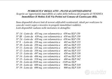 N° 9 - Lotto da 358 mq. con volumetria a 465 mc/SL