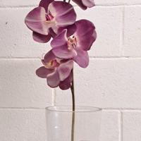 VASO VETRO 43CM ORCHIDEA FINTA E SACCHI DECORATIVI