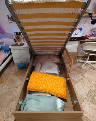 letto singolo contenitore con materasso