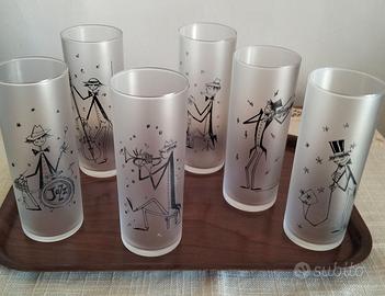 Set 6 bicchieri vintage cocktail in vetro satinato