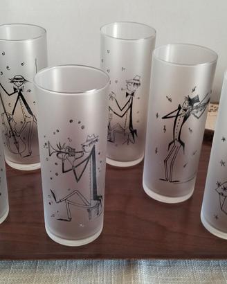 Set 6 bicchieri vintage cocktail in vetro satinato