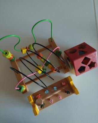 Lotto 6 giochi in legno prima infanzia