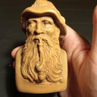 Uomo con pipa scultura legno Vintage montagna 