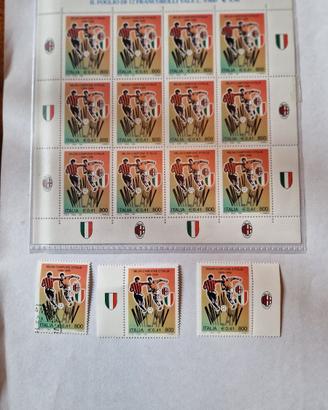 12 Francobolli Milan Campione d'Italia 1998/99