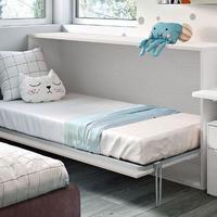 Letto a scomparsa singolo orizzontale bianco frass