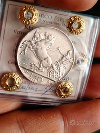 10 LIRE BIGA 1926 RARA BB+ PERIZIATA ARGENTO