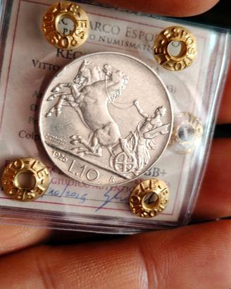 10 LIRE BIGA 1926 RARA BB+ PERIZIATA ARGENTO