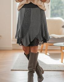 Gonna Lana&Paillettes Grigio Azzurro – Nuova 