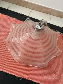 Lampadario a sospensione in vetro rosa satinato