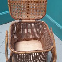cesta bambù e paglia di vienna vintage