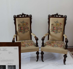 Poltroncine dell’Ottocento in noce – con certifica