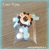 Bomboniera nascita battesimo leone con ciuccio