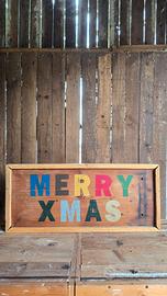 Insegna Merry Xmas in legno 