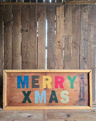 Insegna Merry Xmas in legno 