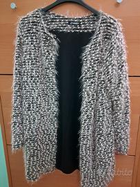 giacca nera  e bianca  pelosa