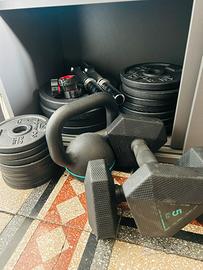Set palestra completo 48 kg + kettlebell + manubri