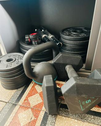 Set palestra completo 48 kg + kettlebell + manubri