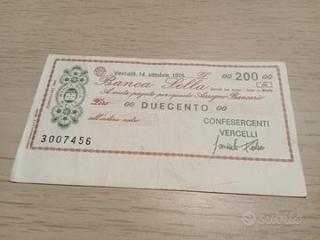 Miniassegno Storico 200 Lire