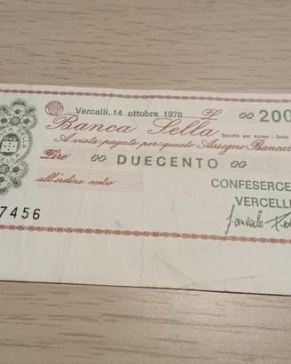 Miniassegno Storico 200 Lire