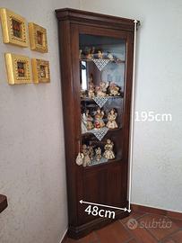 VETRINETTA ANGOLARE in LEGNO con 4 RIPIANI