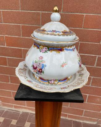 Zuppiera con sottopiatto in porcellana T.Limoges