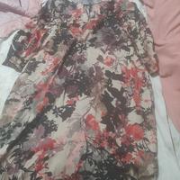 Vestito floreale beige e rosso