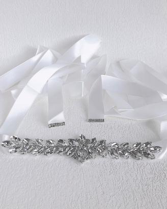 Cintura gioiello strass sposa bianco ghiaccio
