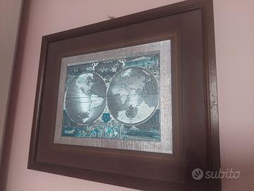 quadro con copia di  cartina geografica del 600