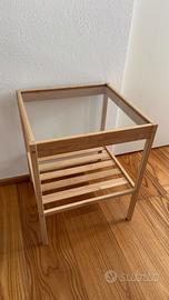 Coppia di comodini IKEA in legno e vetro